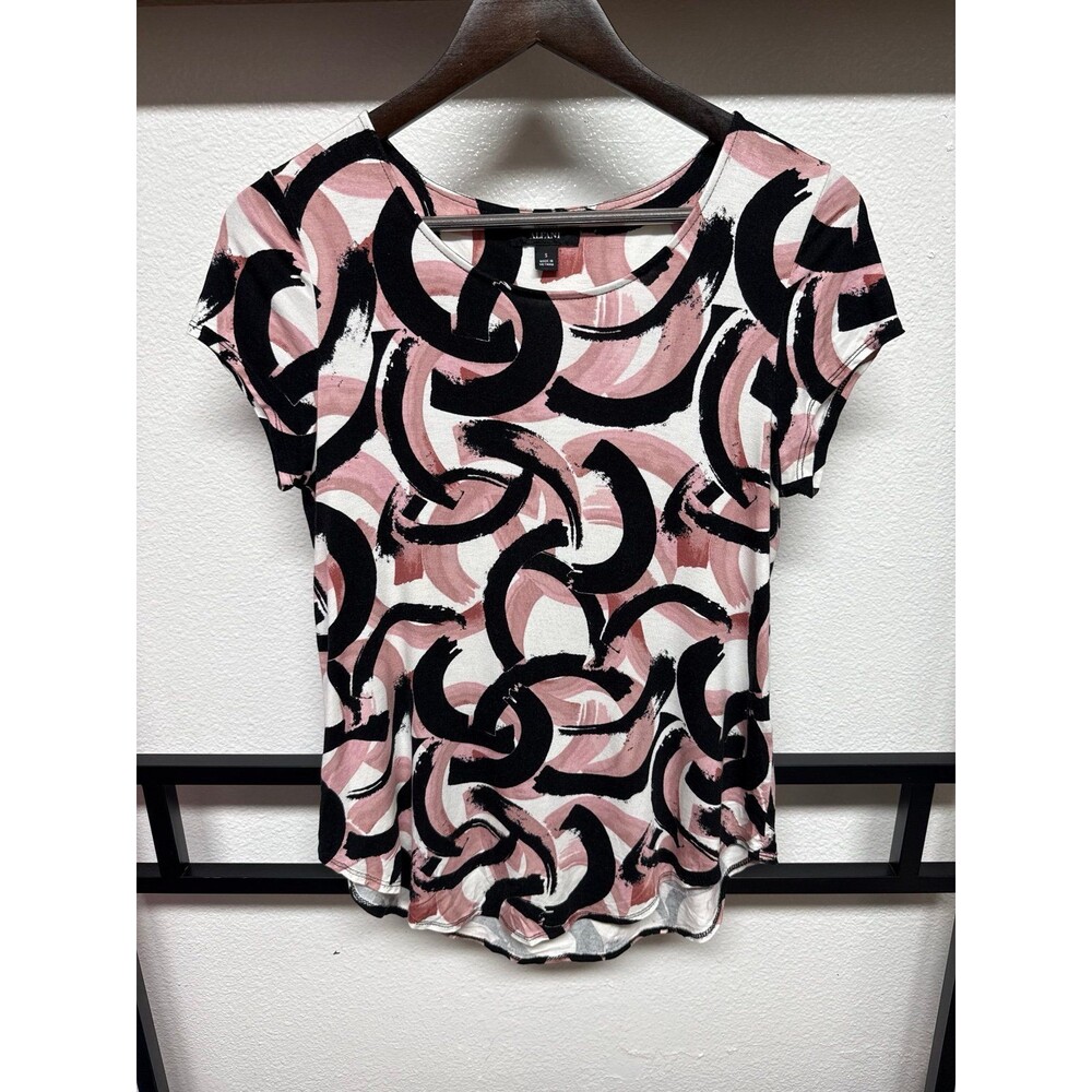 Alfani abstract pink black women’s top size Small office top